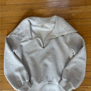 Calia by Carrie Underwood Light Gray Quarter-Zip Pullover Sweater